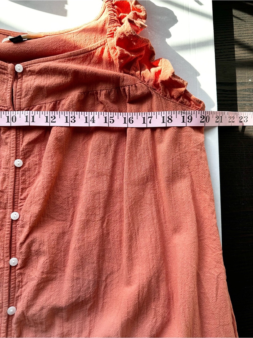 100% Cotton Universal Thread Rust Button-Front Ruffle Midi Dress XL - Picture 7 of 8